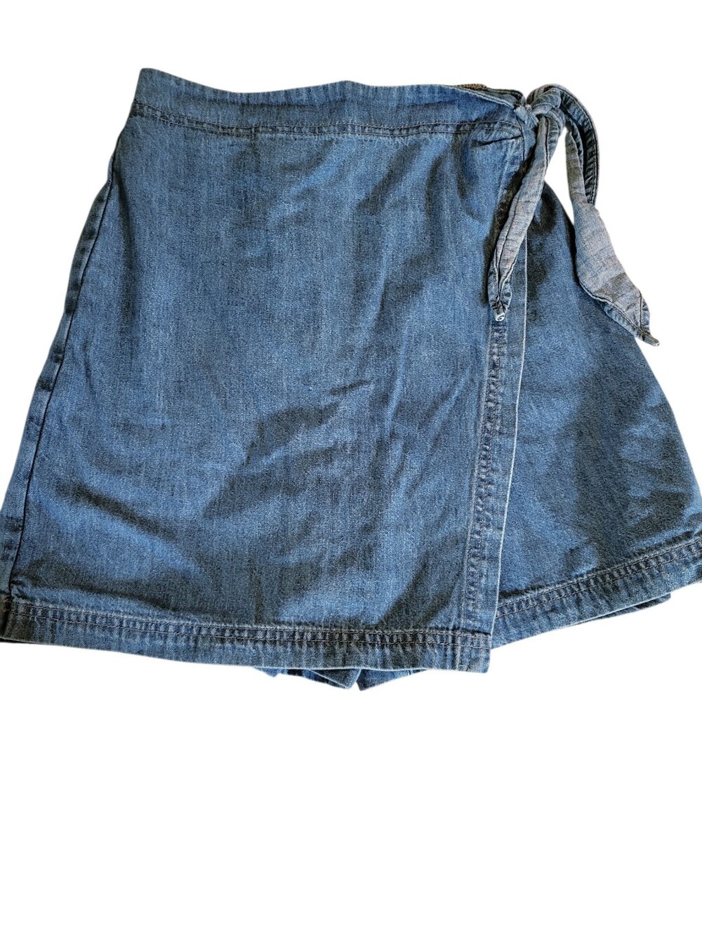 Vintage Cherokee Denim Skort With Side Ties Size 8 Elastic Waist 90s 100% Cotton